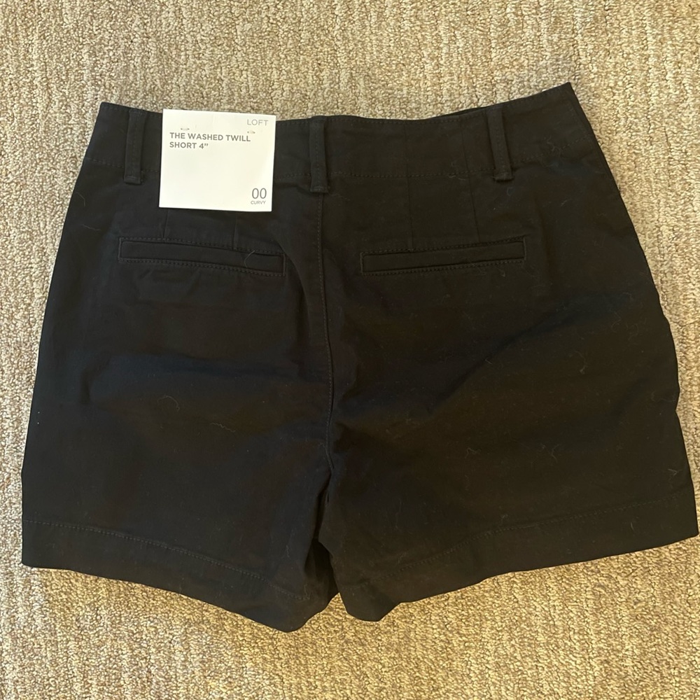 LOFT The Washed Twill Short 4” 00 Black